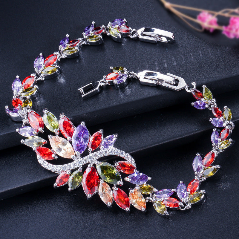 Floral Cubic Zirconia Chains Bracelet B3980