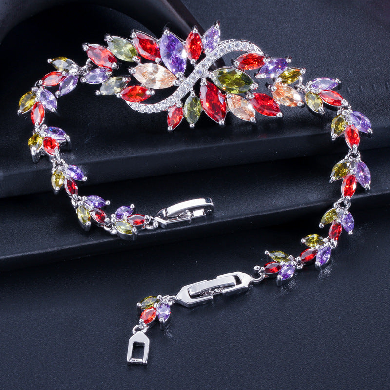 Floral Cubic Zirconia Chains Bracelet B3980