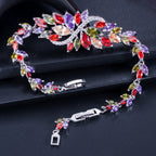 Floral Cubic Zirconia Chains Bracelet B3980