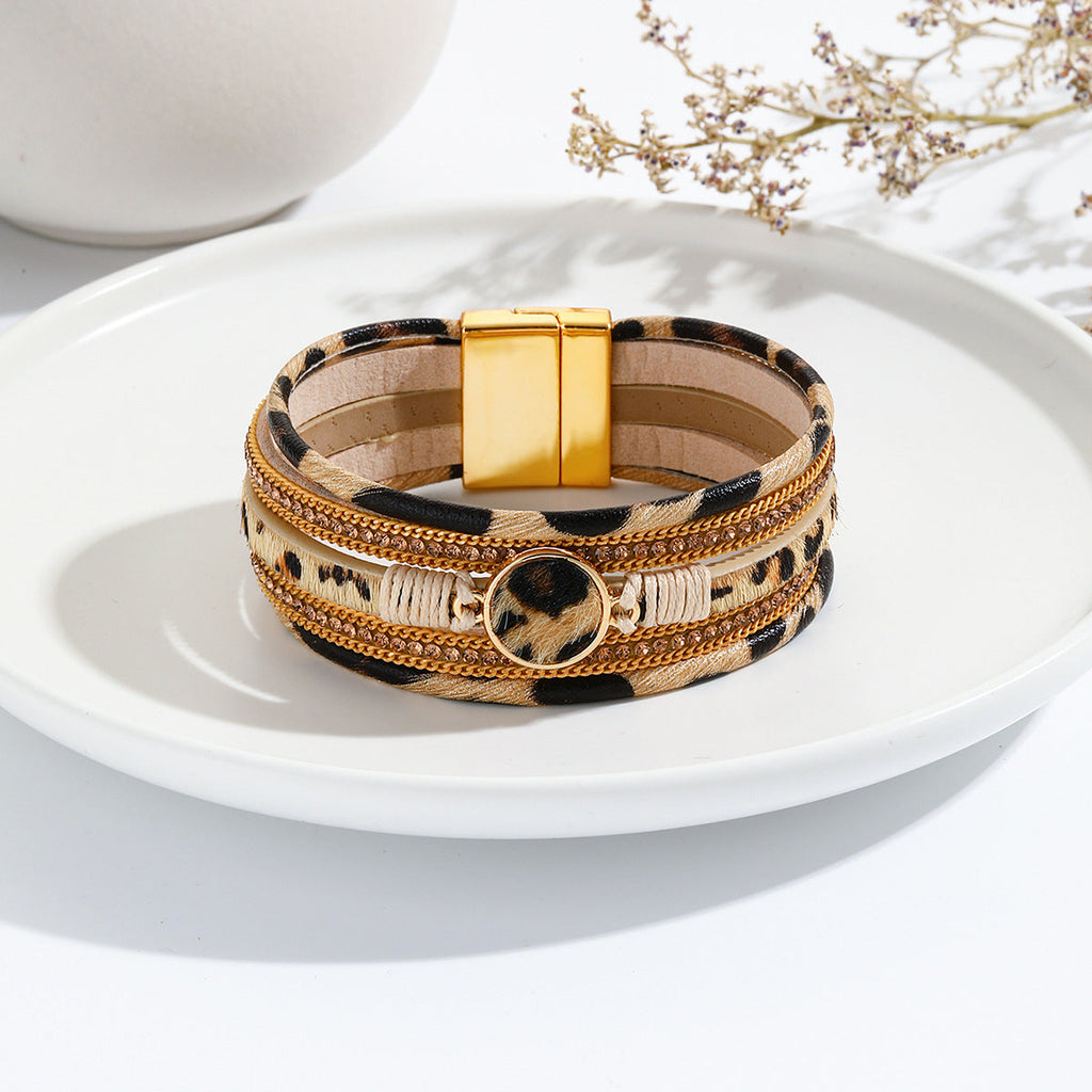 Animal Printed Multi-Layer Magnetic Bracelet B4016 - view 2