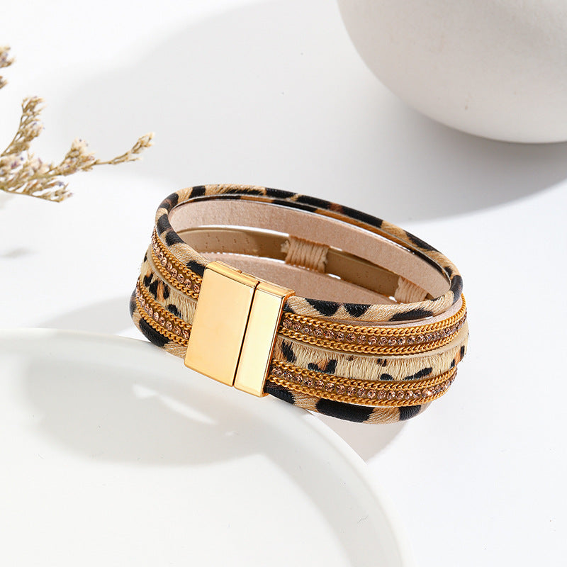Animal Printed Multi-Layer Magnetic Bracelet B4016 - view 4