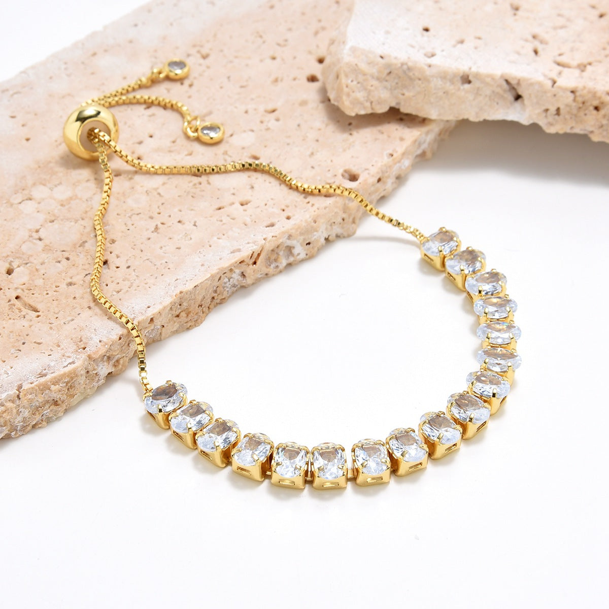 Cubic Zirconia Bead Chains Bracelet B4029