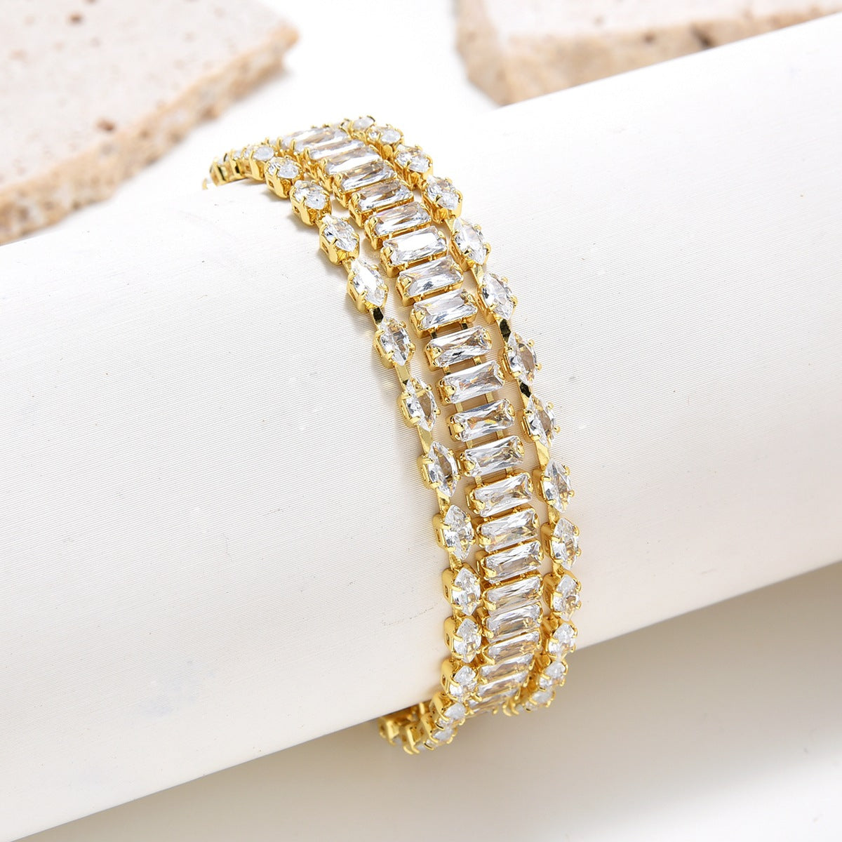 Multilayer Cubic Zirconia Chains Bracelet B4030
