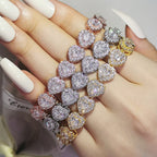 Heart Cubic Zirconia Chains Bracelet B4046