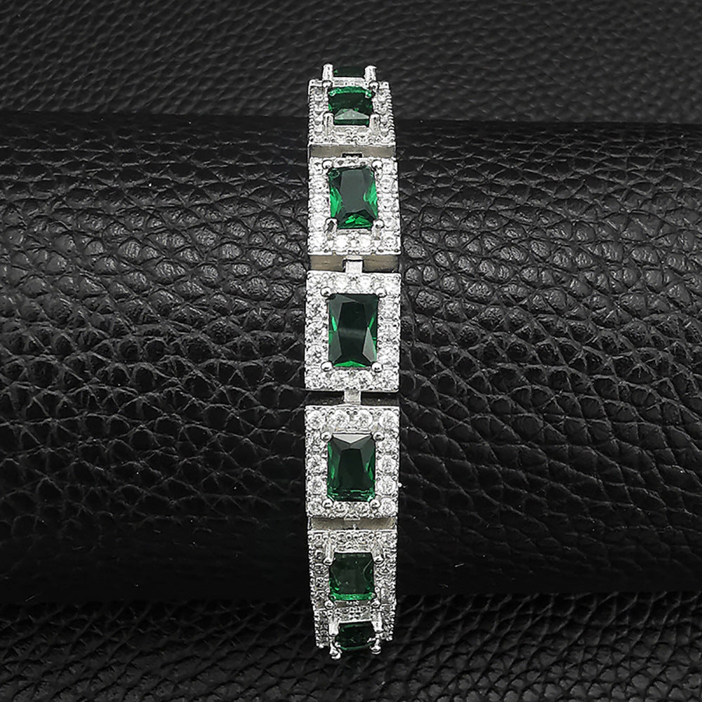 Square Cubic Zirconia Chains Bracelet B4047