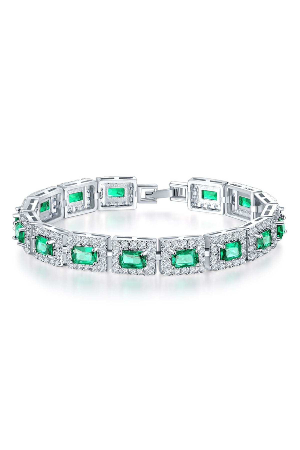 Square Cubic Zirconia Chains Bracelet B4047