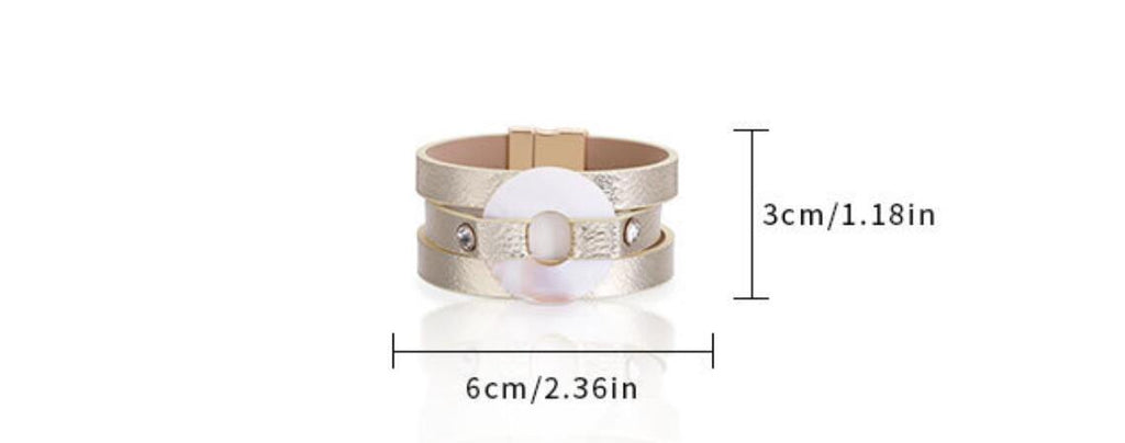 Shell Leather Bangle Magnetic Bracelet B4053 - view 2