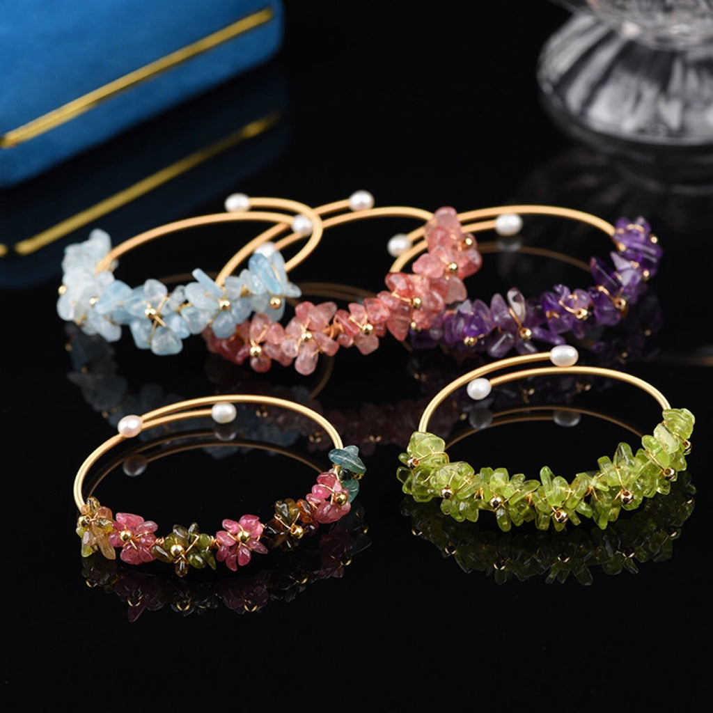 Irregular Natural Stone Wrap Cuff Bracelet B4079 - view 15