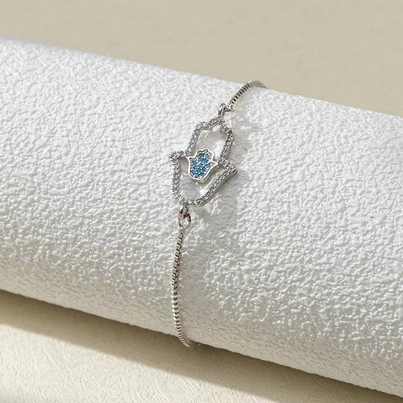 Fatima Palm Cubic Zirconia Chain Bracelet B4098