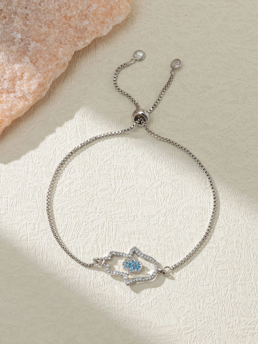 Fatima Palm Cubic Zirconia Chain Bracelet B4098