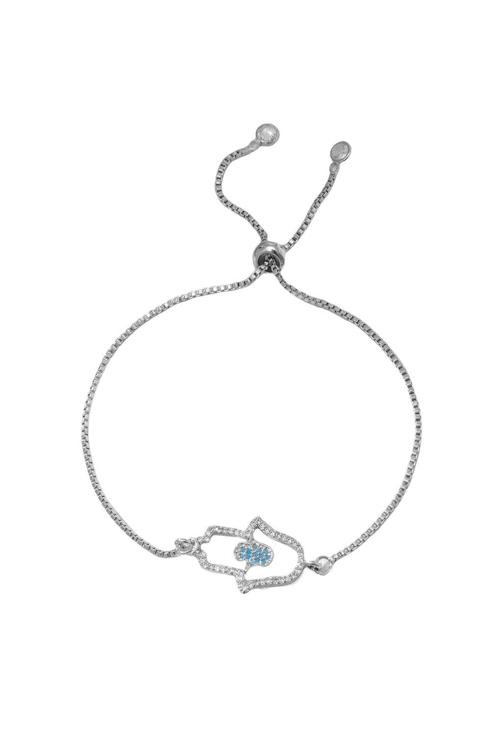 Fatima Palm Cubic Zirconia Chain Bracelet B4098