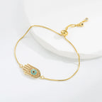 Fatima Palm Cubic Zirconia Chains Bracelet B4100