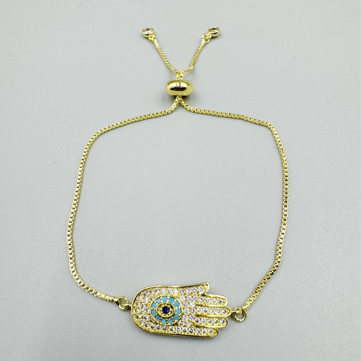 Fatima Palm Cubic Zirconia Chains Bracelet B4100