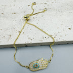 Fatima Palm Cubic Zirconia Chains Bracelet B4100