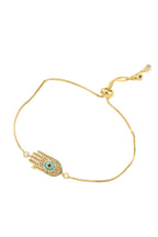Fatima Palm Cubic Zirconia Chains Bracelet B4100