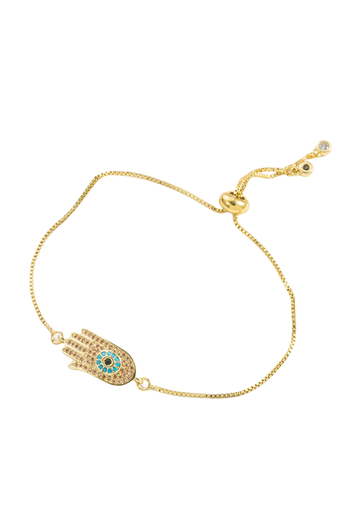 Fatima Palm Cubic Zirconia Chains Bracelet B4100