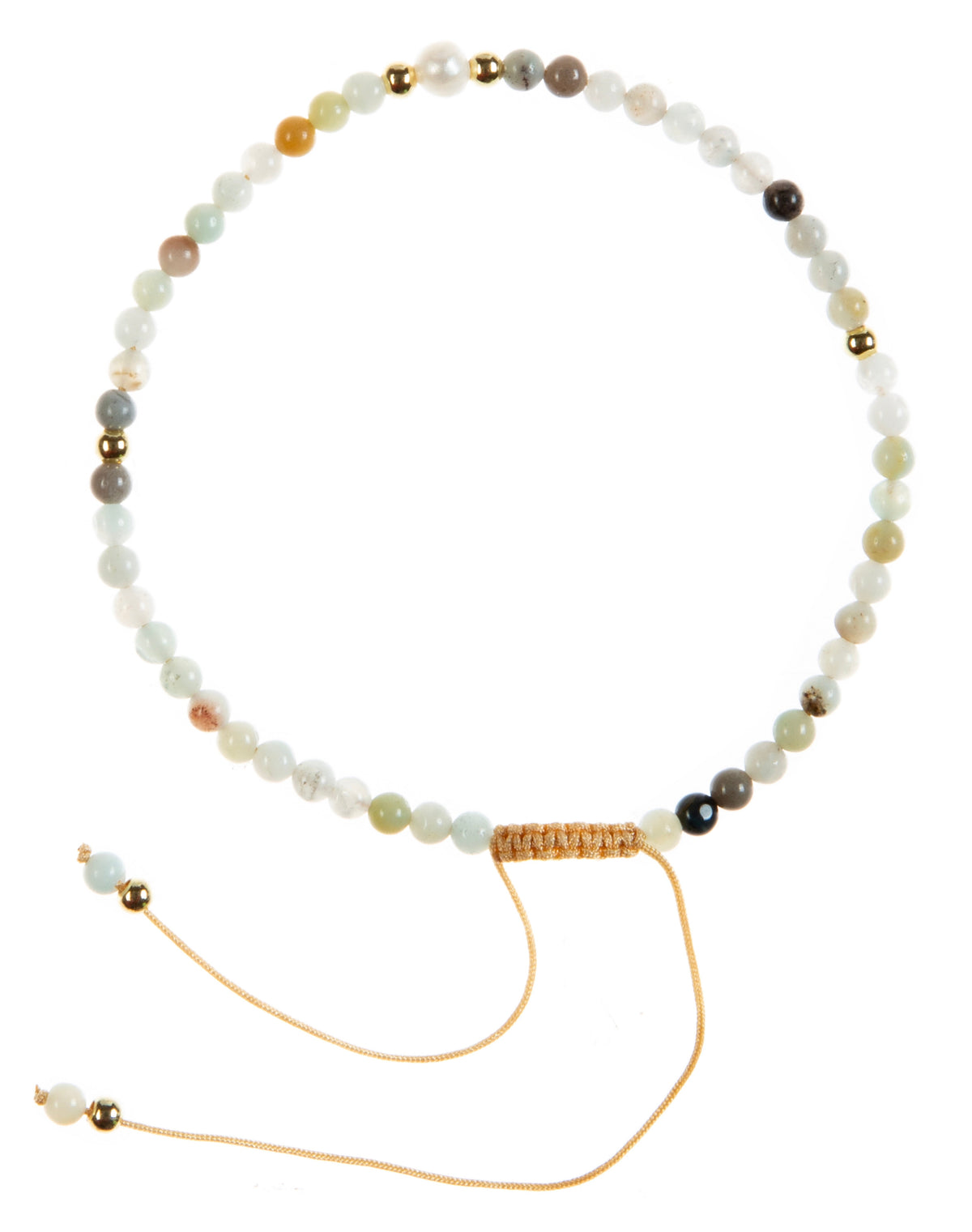 Natural Stone Pearl Braided Shamballa Bracelet B4105 - Amazonite