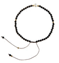 Natural Stone Pearl Braided Shamballa Bracelet B4105 - Black Agate