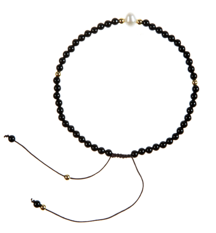 Natural Stone Pearl Braided Shamballa Bracelet B4105