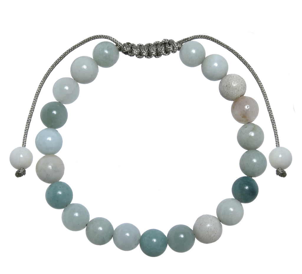 Amazonite Stone Braided Shamballa Bracelet B4107-Amazonite - 8MM