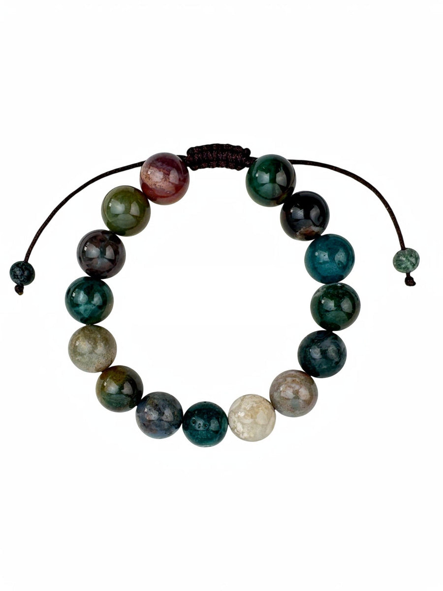 Indian Agate Stone Braided Shamballa Bracelet B4108