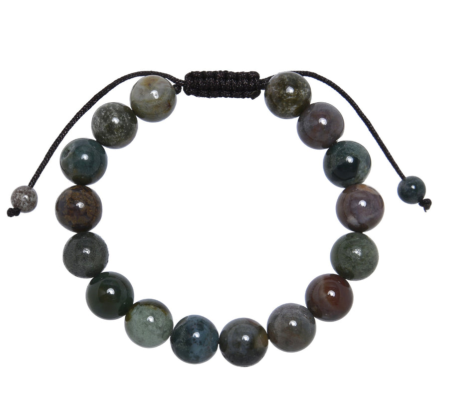 Indian Agate Stone Braided Shamballa Bracelet B4108-Indian Agate