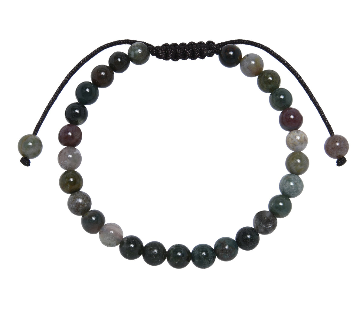 Indian Agate Stone Braided Shamballa Bracelet B4108-Indian Agate - 6MM