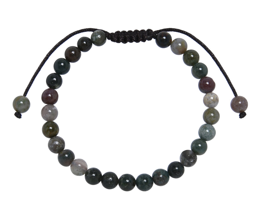 Indian Agate Stone Braided Shamballa Bracelet B4108-Indian Agate