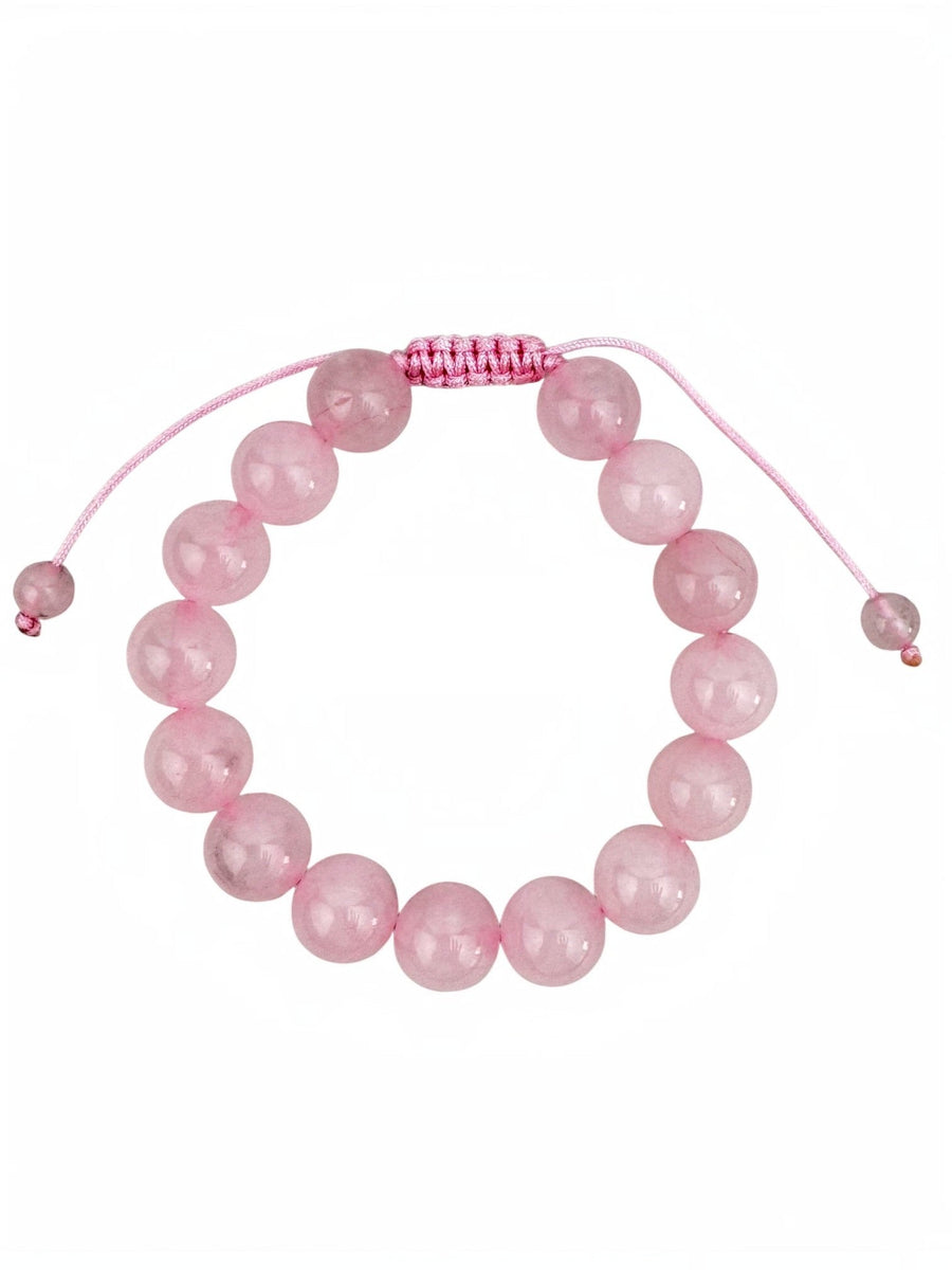 Colored Pink Jade Stone Braided Shamballa Bracelet B4109-Colored Pink Jade