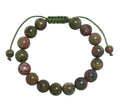 Unakite Stone Braided Shamballa Bracelet B4110-Unakite - 10MM