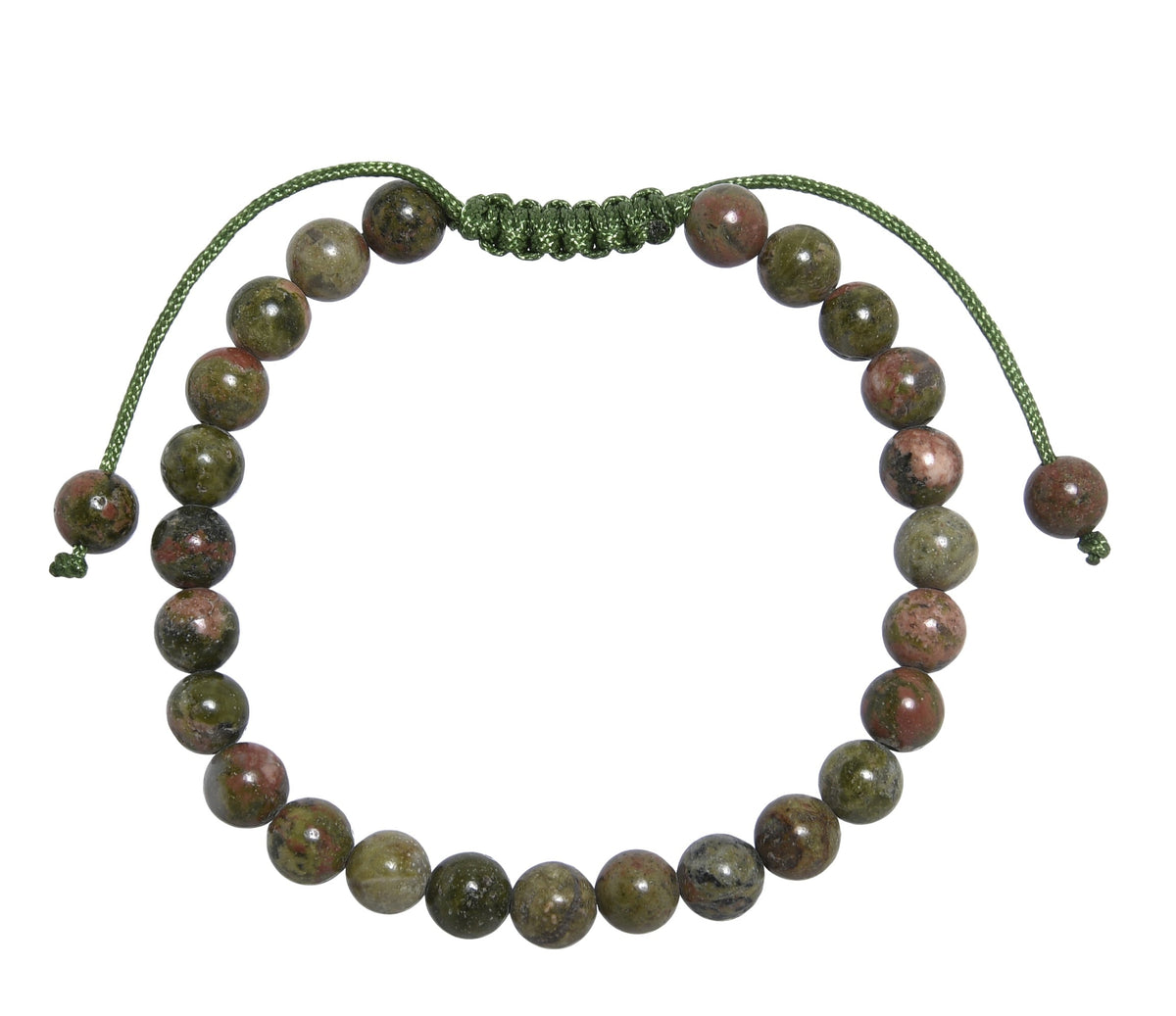 Unakite Stone Braided Shamballa Bracelet B4110-Unakite - 6MM