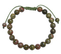 Unakite Stone Braided Shamballa Bracelet B4110-Unakite - 8MM