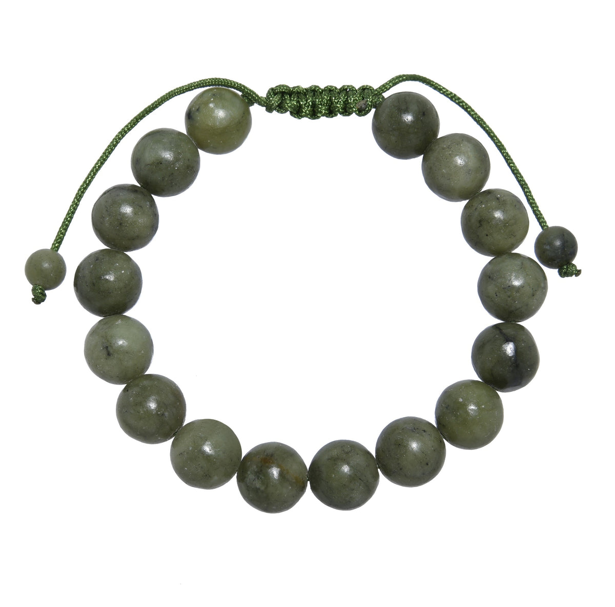 Olive Jade Stone Braided Shamballa Bracelet B4113-Olive Jade - 10MM