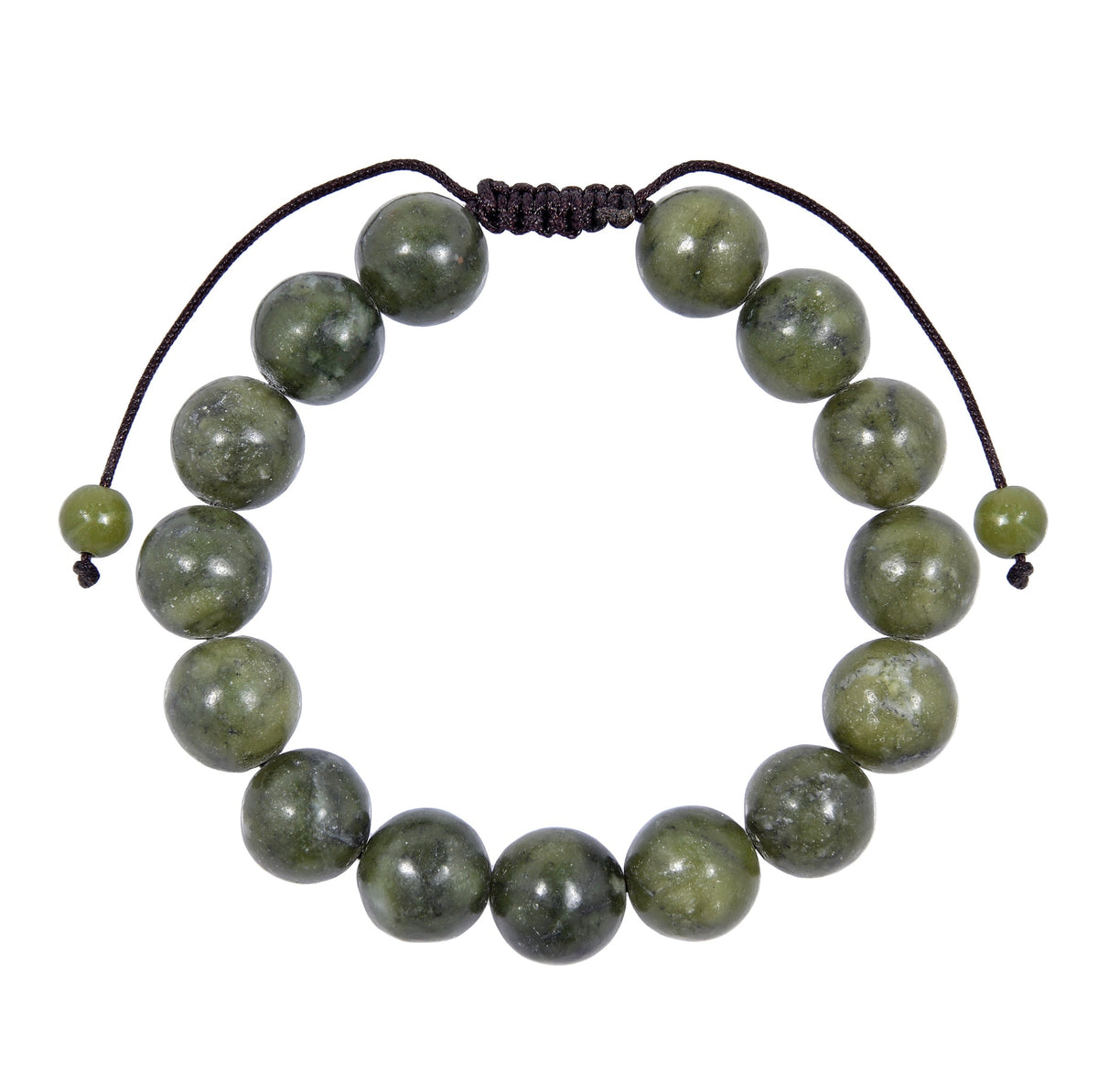 Olive Jade Stone Braided Shamballa Bracelet B4113-Olive Jade - 12MM