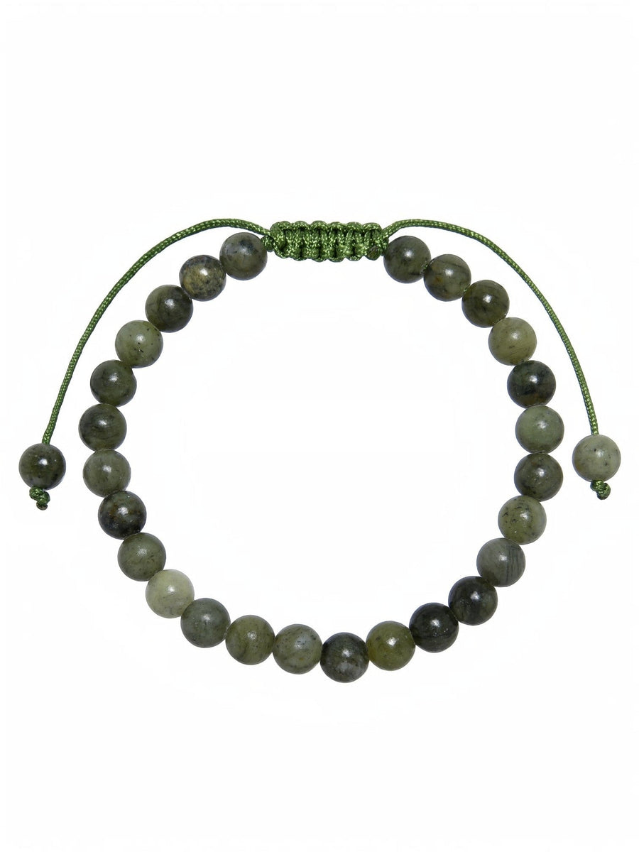 Olive Jade Stone Braided Shamballa Bracelet B4113-6MM