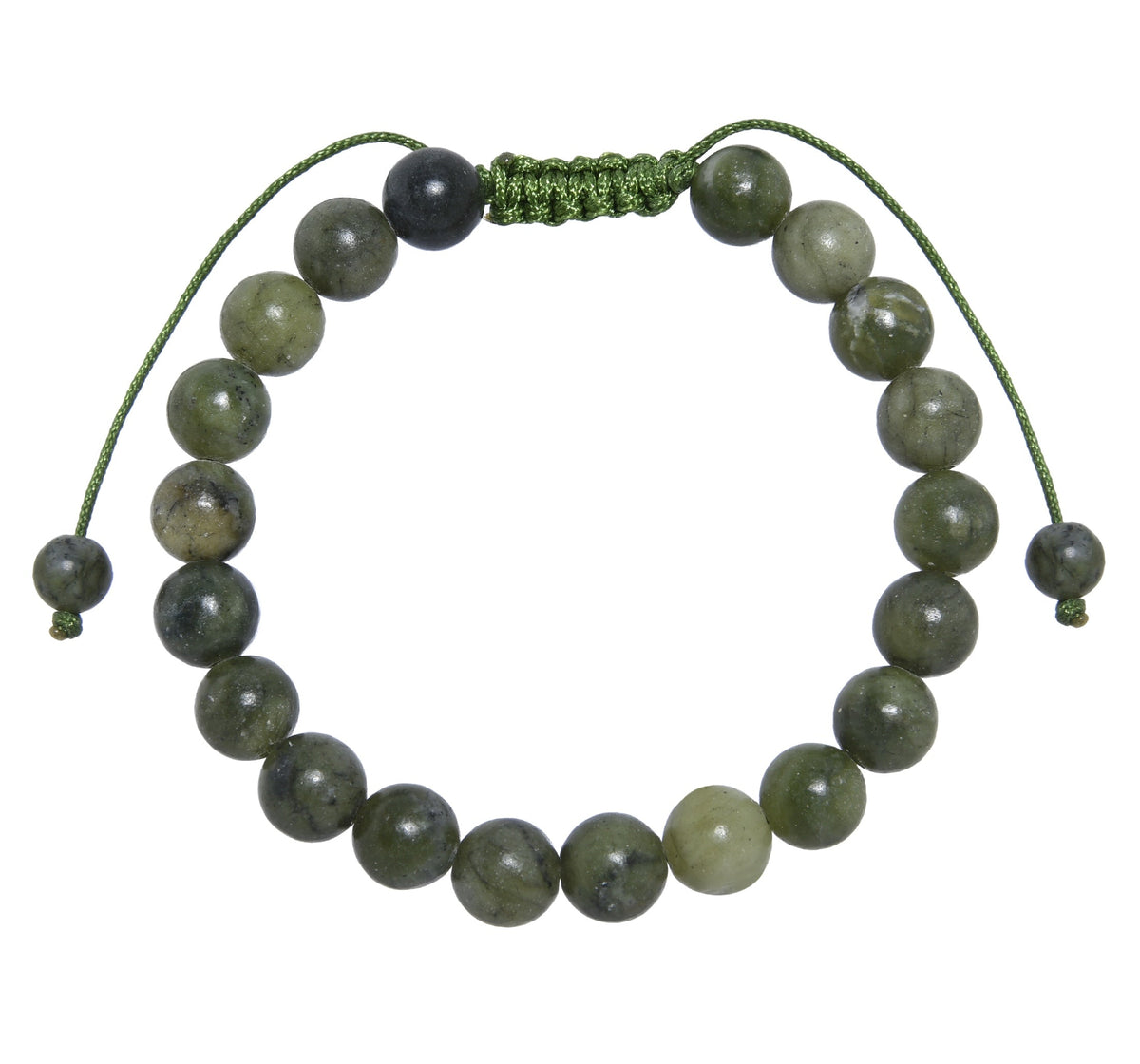 Olive Jade Stone Braided Shamballa Bracelet B4113-Olive Jade - 8MM