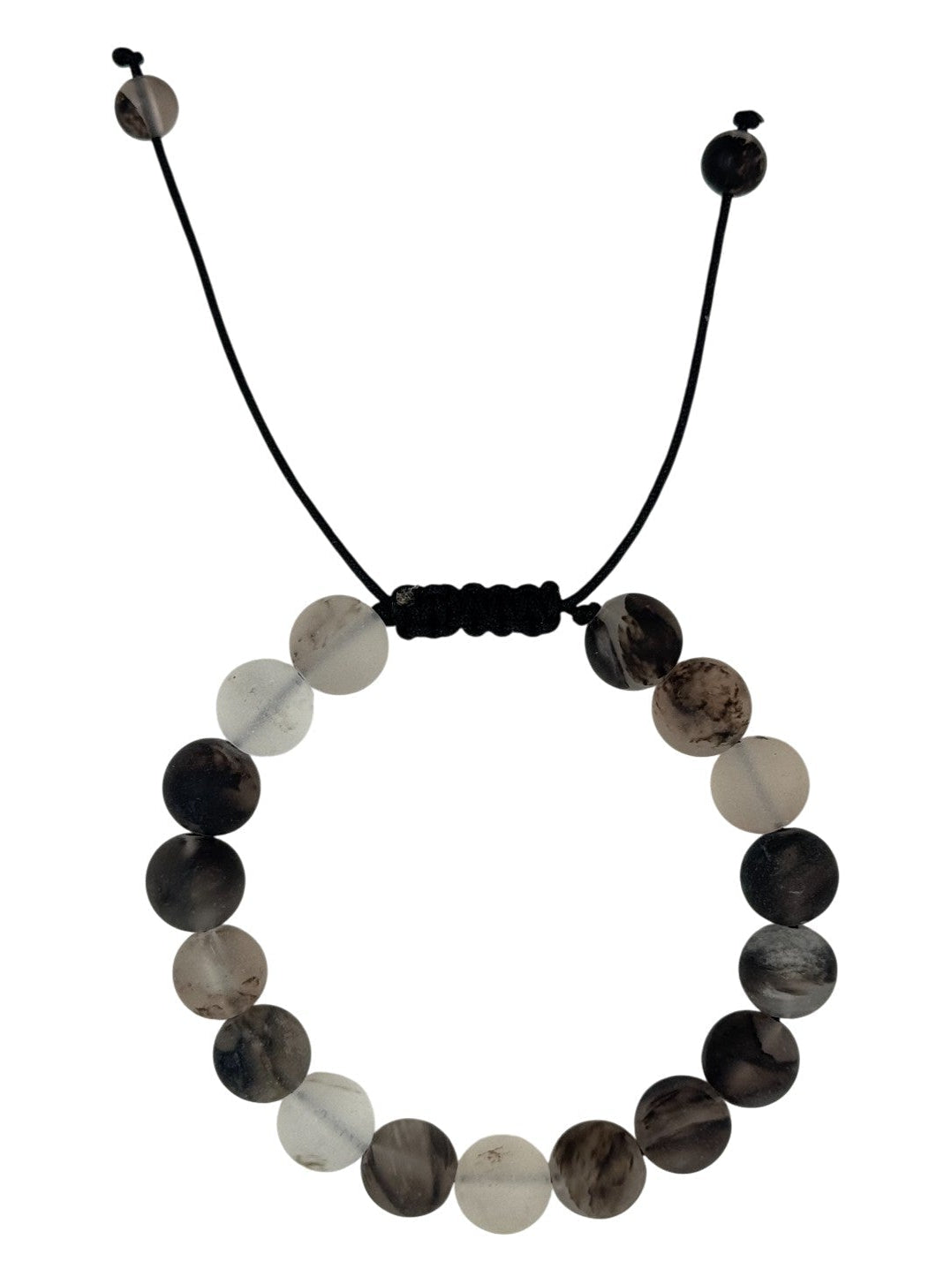 Black Watermelon Quartz Braided Shamballa Bracelet B4115-Black Watermelon Quartz - 10MM