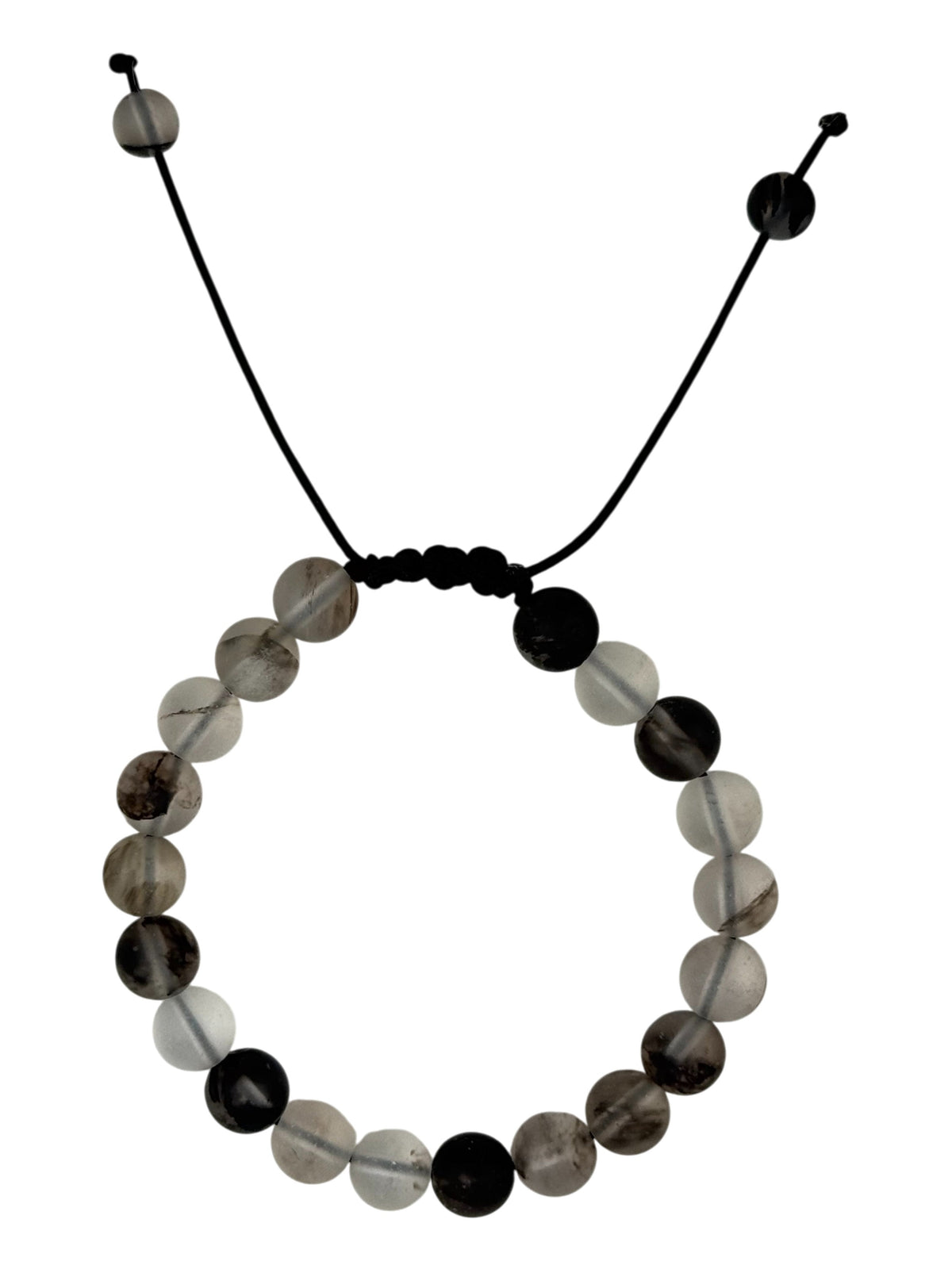 Black Watermelon Quartz Braided Shamballa Bracelet B4115-Black Watermelon Quartz - 8MM