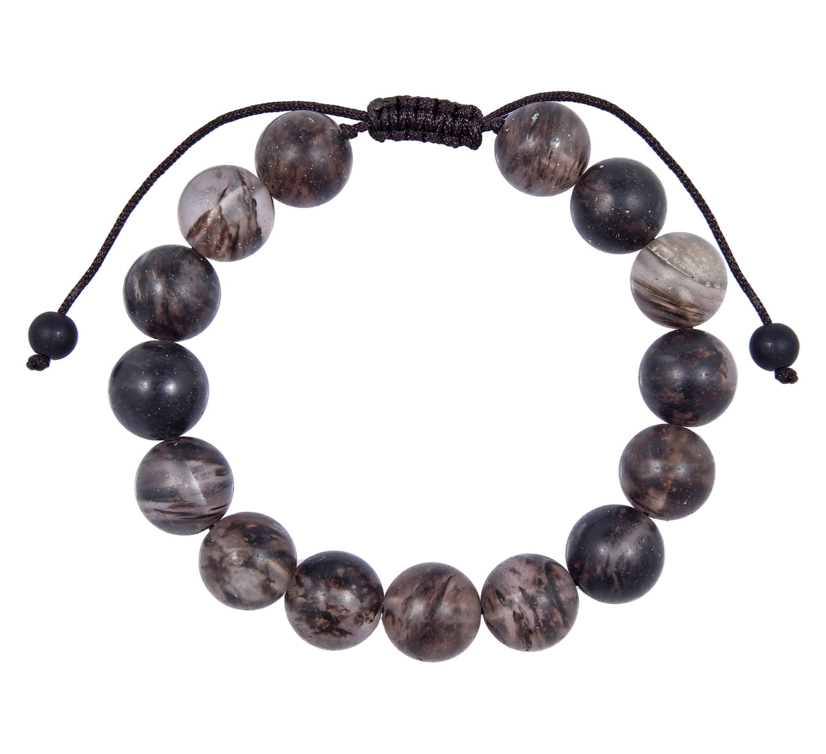 Black Watermelon Quartz Braided Shamballa Bracelet B4115-Black Watermelon Quartz - 12MM