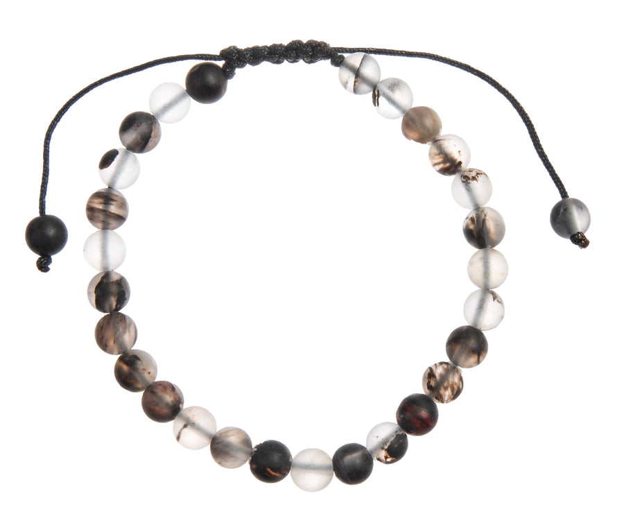 Black Watermelon Quartz Braided Shamballa Bracelet B4115-Black Watermelon Quartz