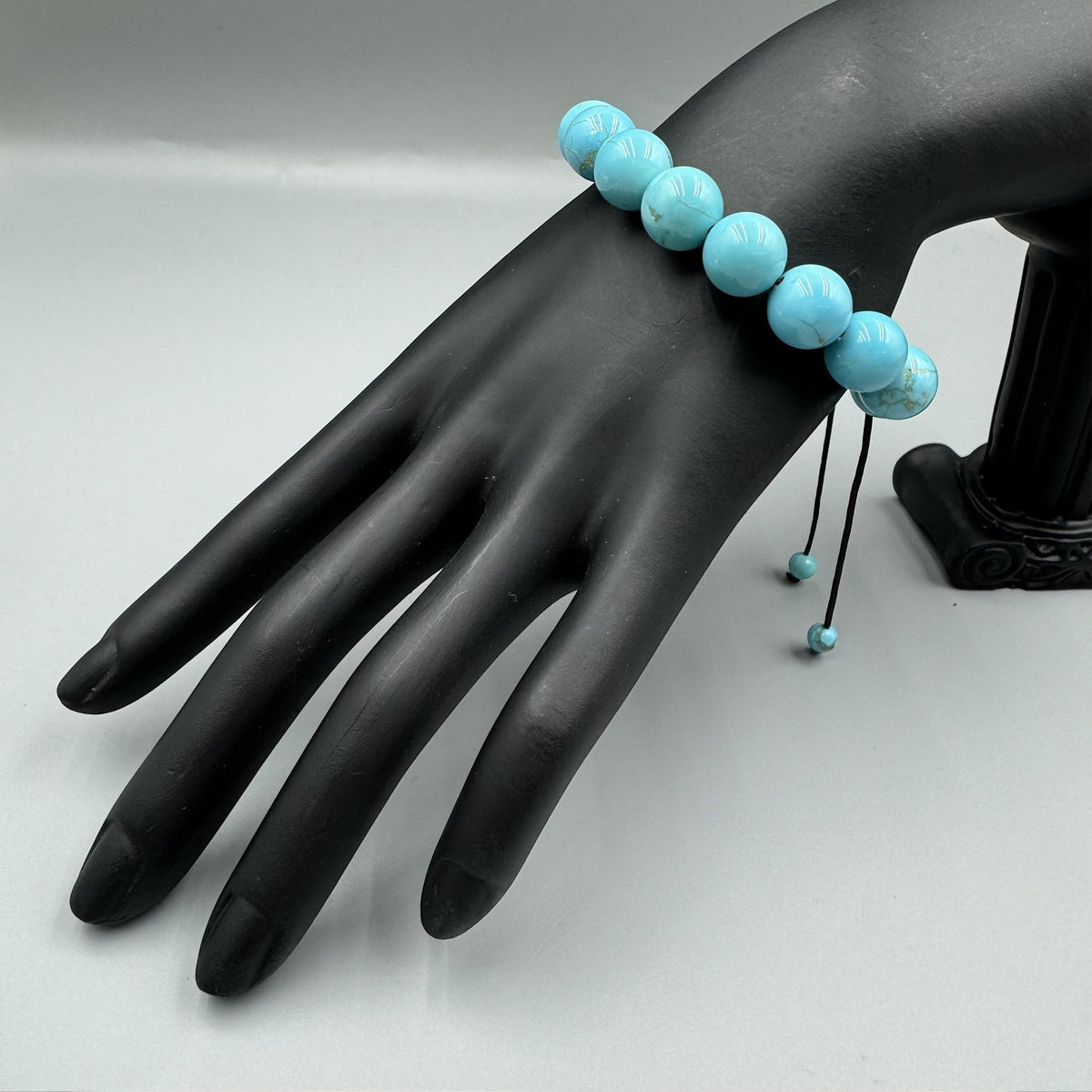 Cracked Turquoise Stone Braided Shamballa Bracelet B4117-12MM - view 8