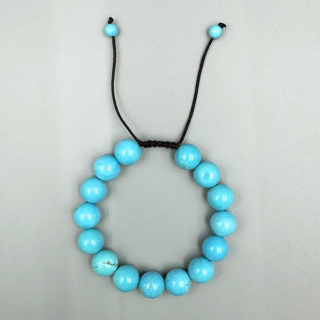 Cracked Turquoise Stone Braided Shamballa Bracelet B4117-12MM - view 6