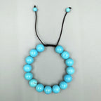 Cracked Turquoise Stone Braided Shamballa Bracelet B4117-12MM - view 6