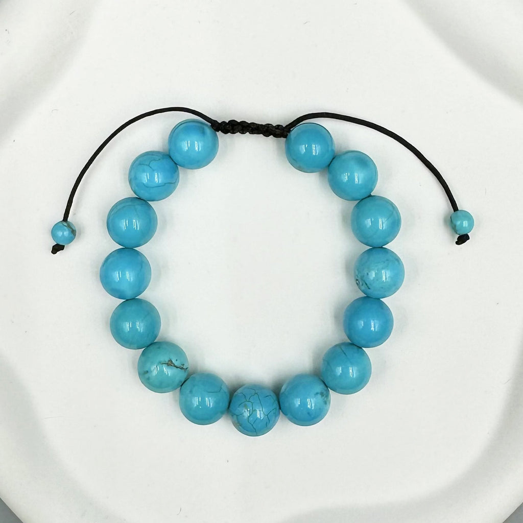 Cracked Turquoise Stone Braided Shamballa Bracelet B4117-12MM - view 7