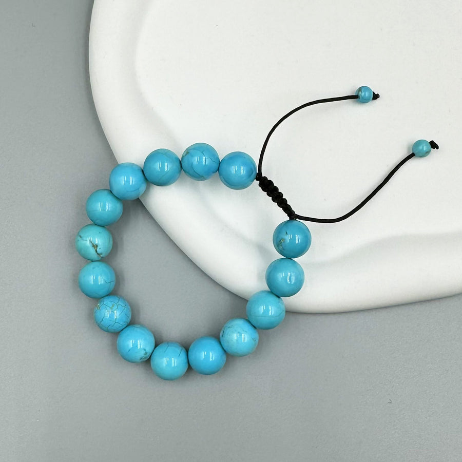 Cracked Turquoise Stone Braided Shamballa Bracelet B4117-Cracked Turquoise