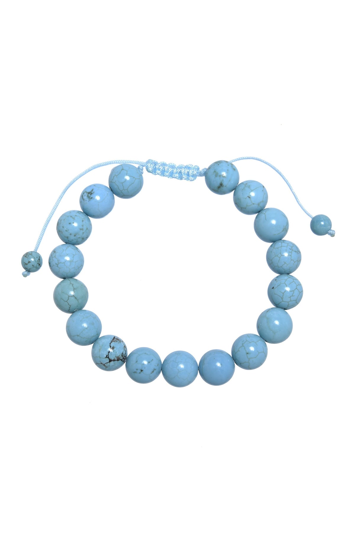 Cracked Turquoise Stone Braided Shamballa Bracelet B4117-12MM - view 4