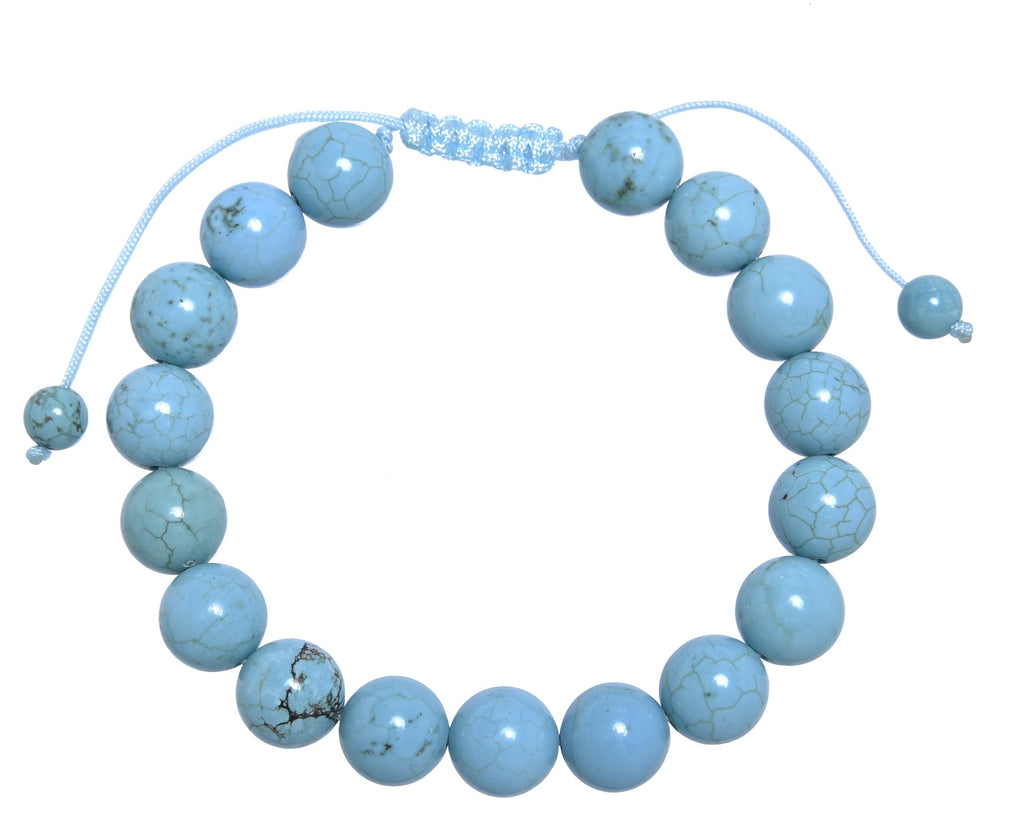 Cracked Turquoise Stone Braided Shamballa Bracelet B4117-Cracked Turquoise - 10MM