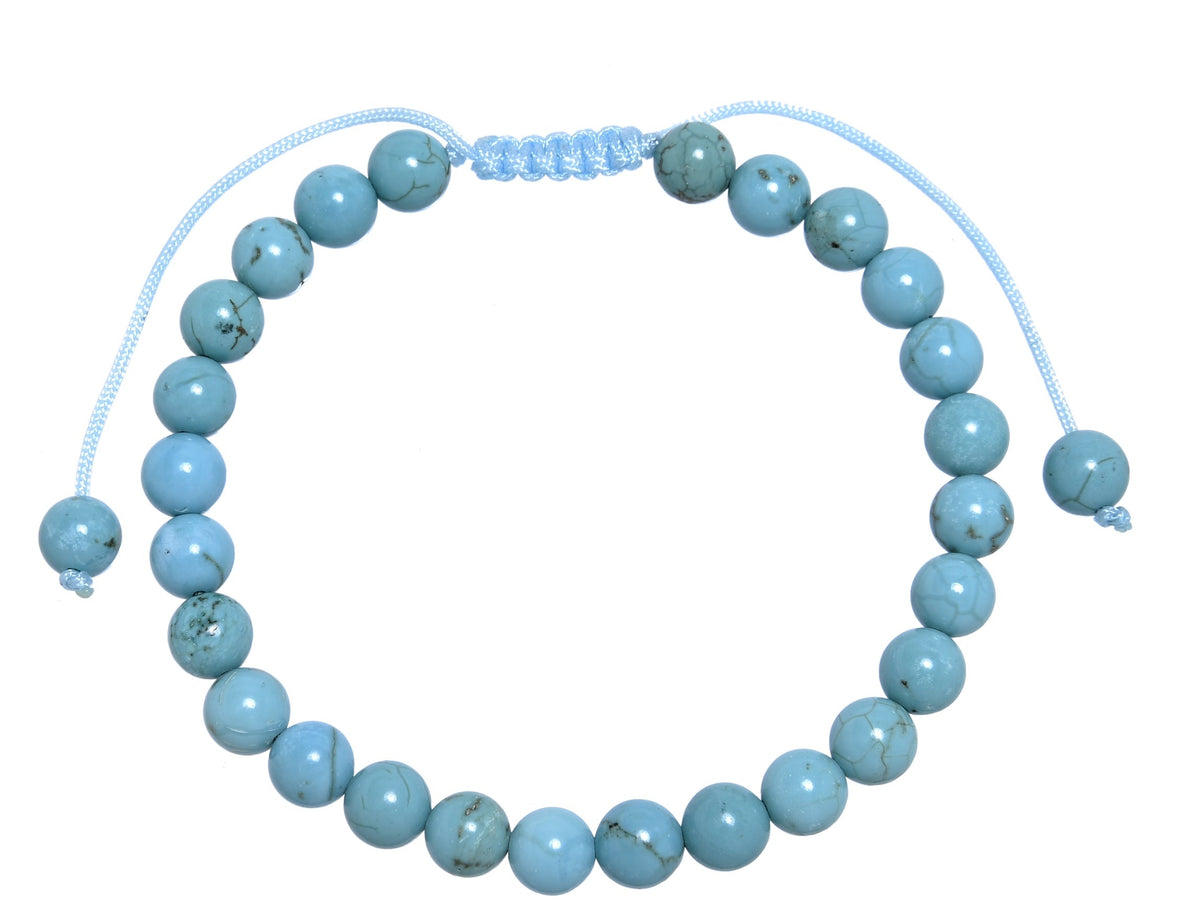 Cracked Turquoise Stone Braided Shamballa Bracelet B4117-6MM - view 3