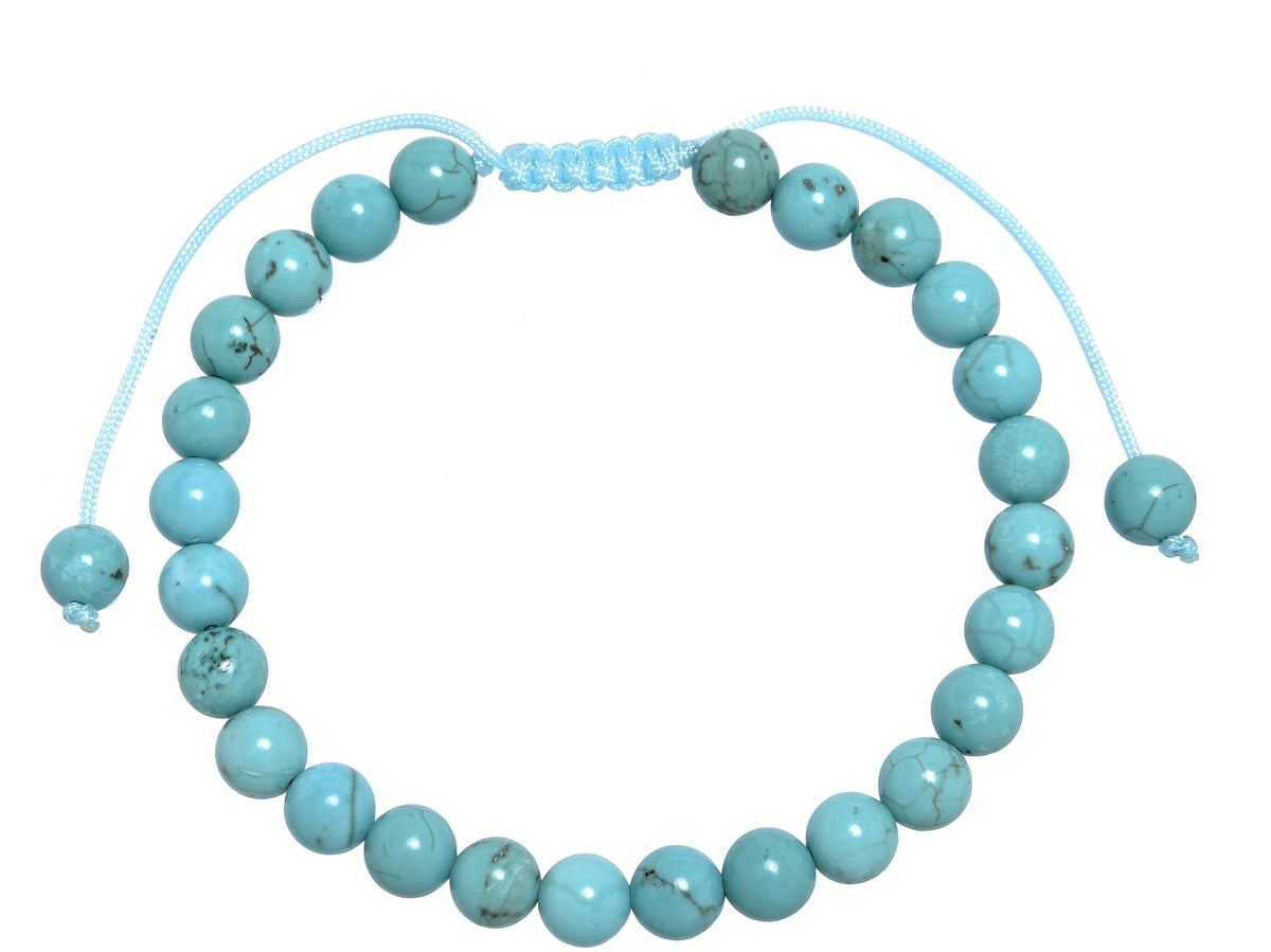 Cracked Turquoise Stone Braided Shamballa Bracelet B4117-Cracked Turquoise - 6MM
