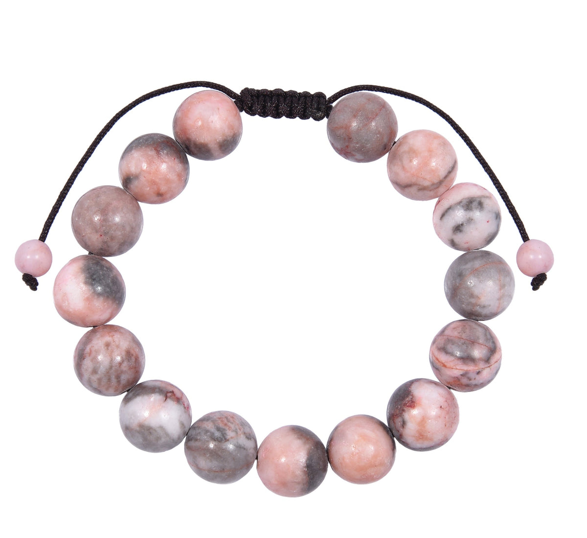 Rhodonite Stone Braided Shamballa Bracelet B4118-Rhodonite - 12MM